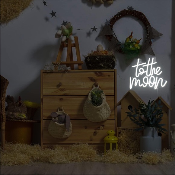 To The Moon White Neon Light Wall Shelf Party Bedroom Decoration Gift/Present - Picture 3 of 7